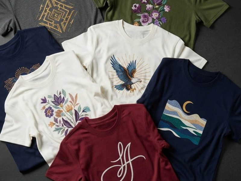 Custom design t-shirts with personalized prints and embroidery from Turkish manufacturers for bulk orders and private label production