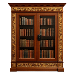 wooden bookcase production in Turkey – tall cabinet with glass doors.