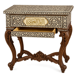 wooden side table production in Turkey – carved Ottoman style luxury table.