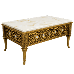 coffee table production in Turkey – carved wooden white coffee table.